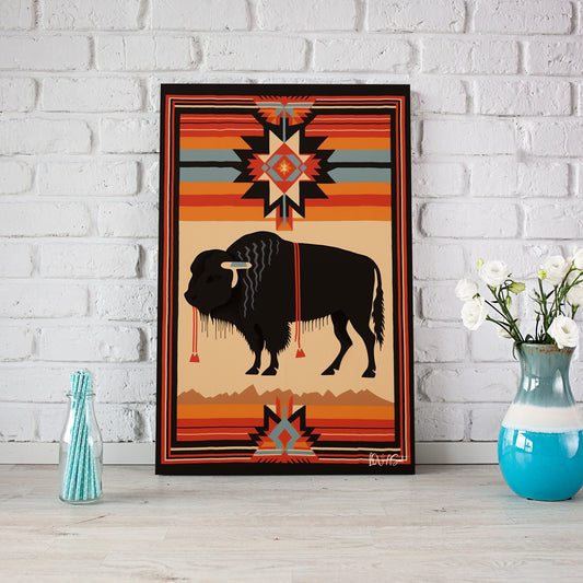 Kilim Üzerinde Bizon kanvas tablo — farklı açıdan görünüm