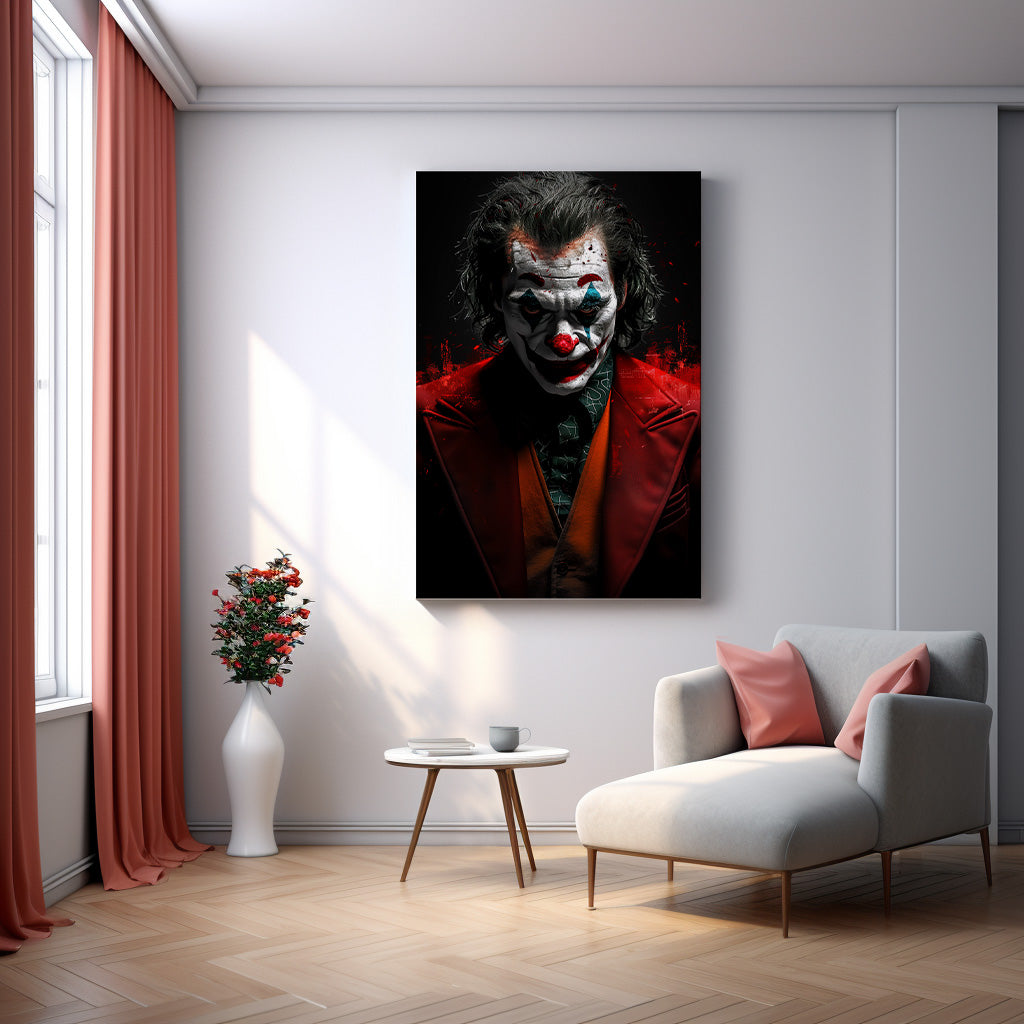 Kırmızı Ceketli Joker kanvas tablo — duvarda dekorasyon görünümü