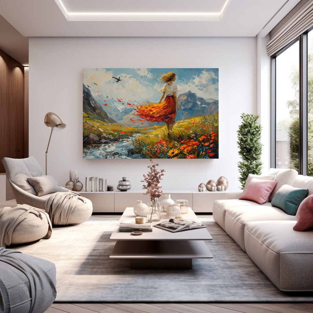 Kırmızı Etekli Kadın kanvas tablo — farklı açıdan görünüm