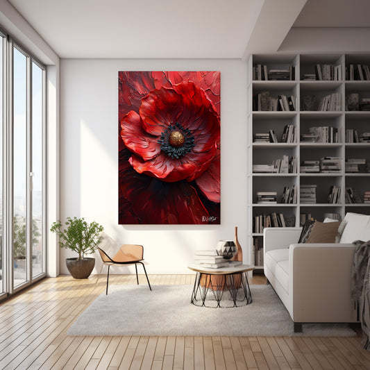 Kırmızının Tonları kanvas tablo — çiçek temalı dekoratif duvar tablosu