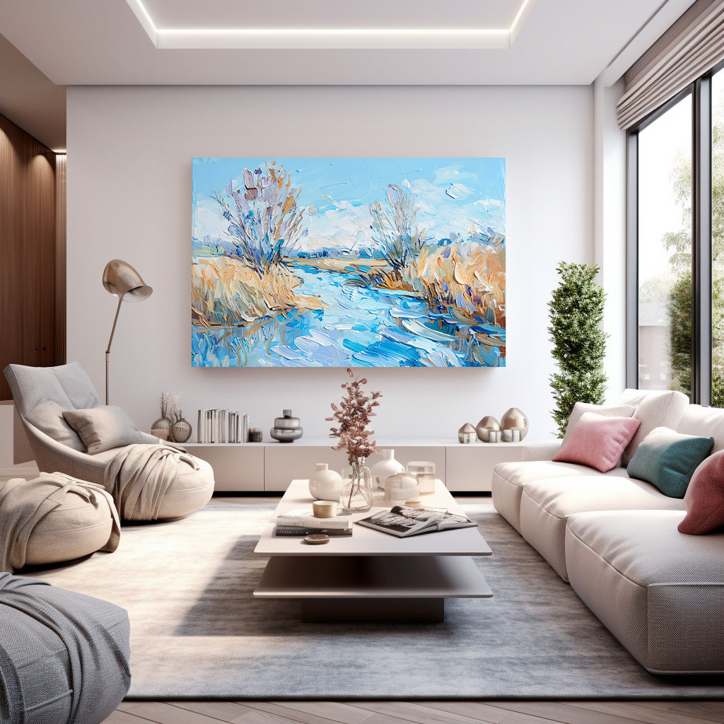 Kış Nehri kanvas tablo — farklı açıdan görünüm