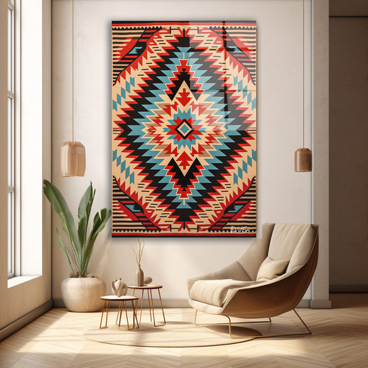 Kızıl Kilim Deseni cam tablo — farklı açıdan görünüm