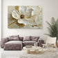Krem Altın Çiçek kanvas tablo — iç mekân uygulama örneği