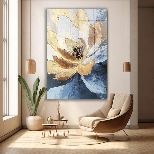 Krem Altın Lotus cam tablo — farklı açıdan görünüm