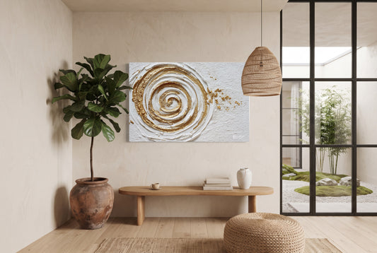 Krem Altın Spiral kanvas tablo — duvarda dekorasyon görünümü
