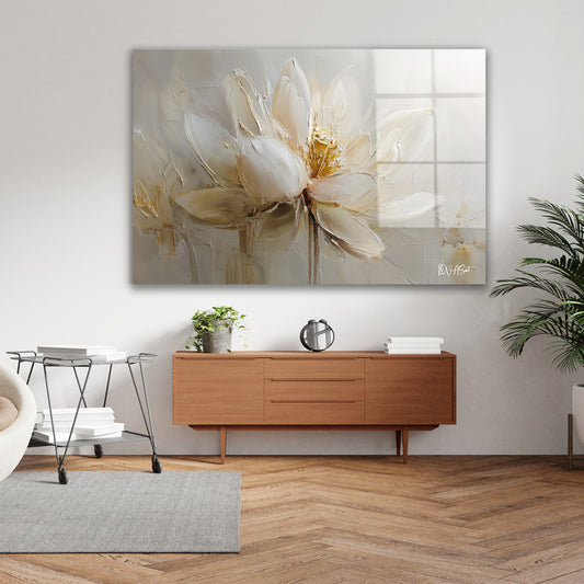 Krem Lotus cam tablo — farklı açıdan görünüm