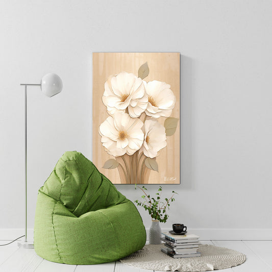 Krem Manolyalar 3 kanvas tablo — iç mekân uygulama örneği