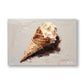 Külahta Dondurma kanvas tablo — Krem bir boşlukta tek başına duran çıtır külahlı bir dondurma.