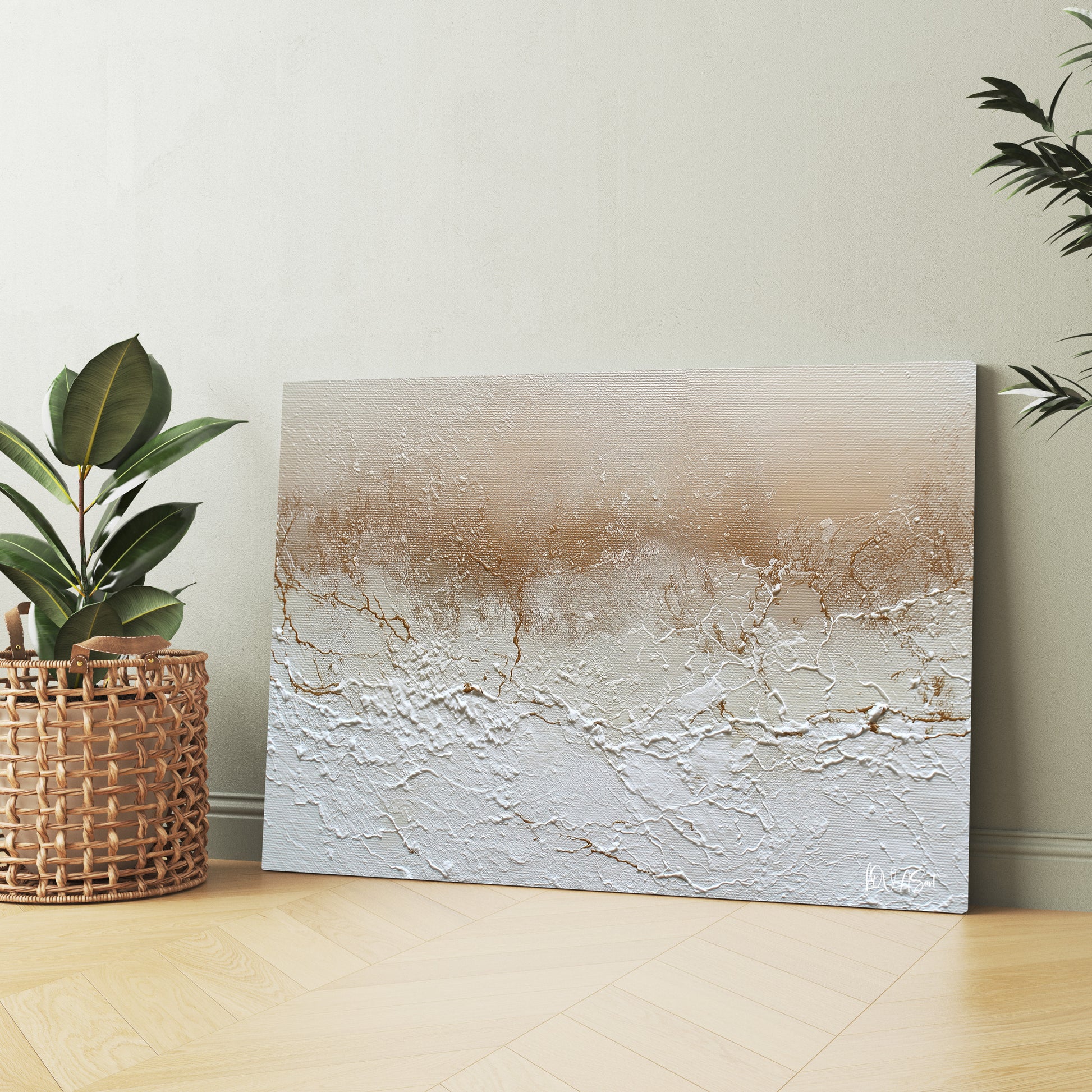 Kum Dokusu kanvas tablo — ek dekorasyon görünümü