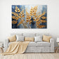 Lacivert Altın Yapraklar kanvas tablo — iç mekân uygulama örneği
