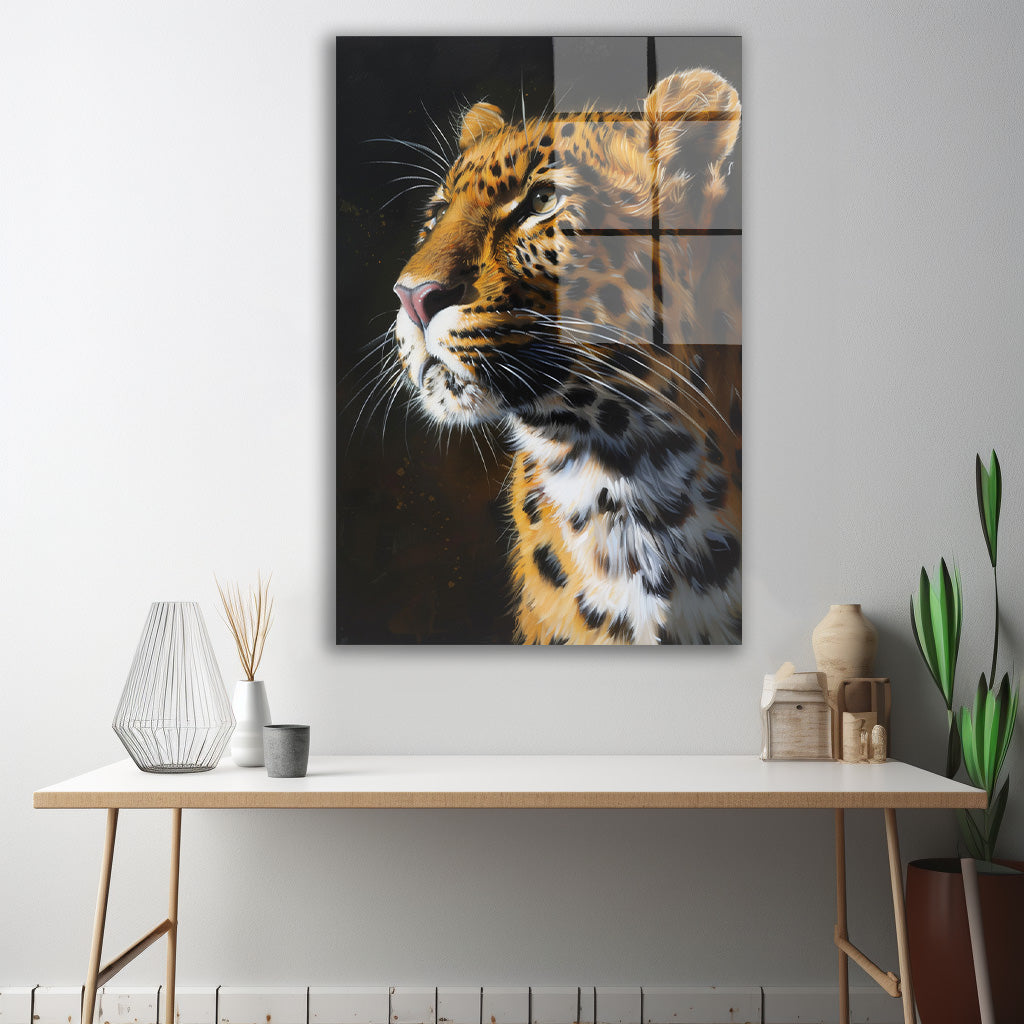 Leopar Portresi cam tablo — iç mekân uygulama örneği