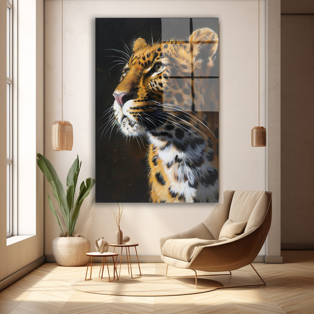 Leopar Portresi cam tablo — farklı açıdan görünüm