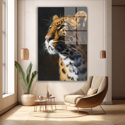 Leopar Portresi cam tablo — farklı açıdan görünüm