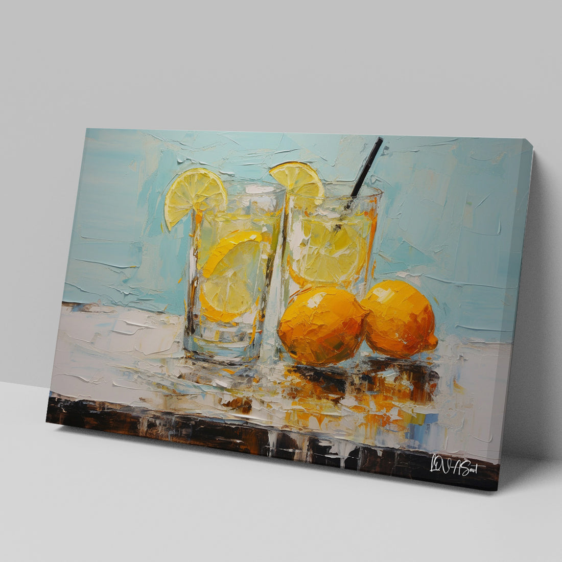Limonata Bardakları kanvas tablo — duvarda dekorasyon görünümü