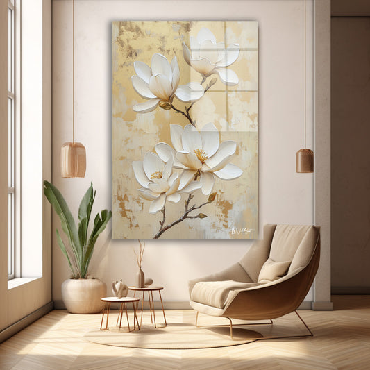 Magnolia Çiçek cam tablo — farklı açıdan görünüm