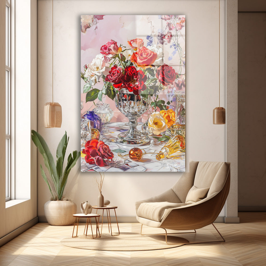 Masayı Güzelleştiren cam tablo — farklı açıdan görünüm