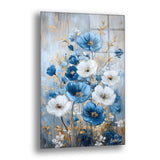 Mavi Beyaz Buket - Cam Tablo