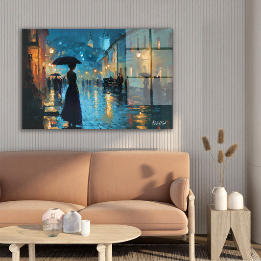 Mavi Gece Sokağı cam tablo — farklı açıdan görünüm