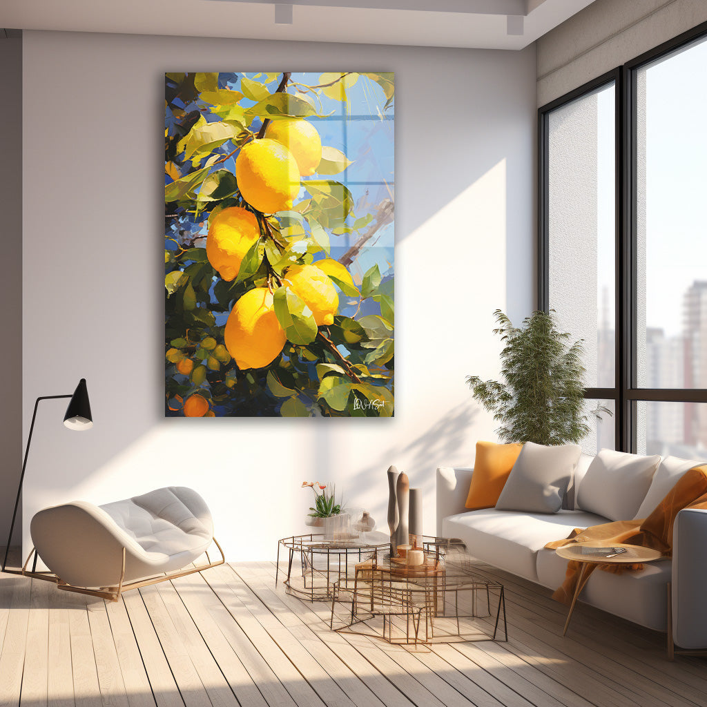 Mavi Gökte Limonlar cam tablo — farklı açıdan görünüm