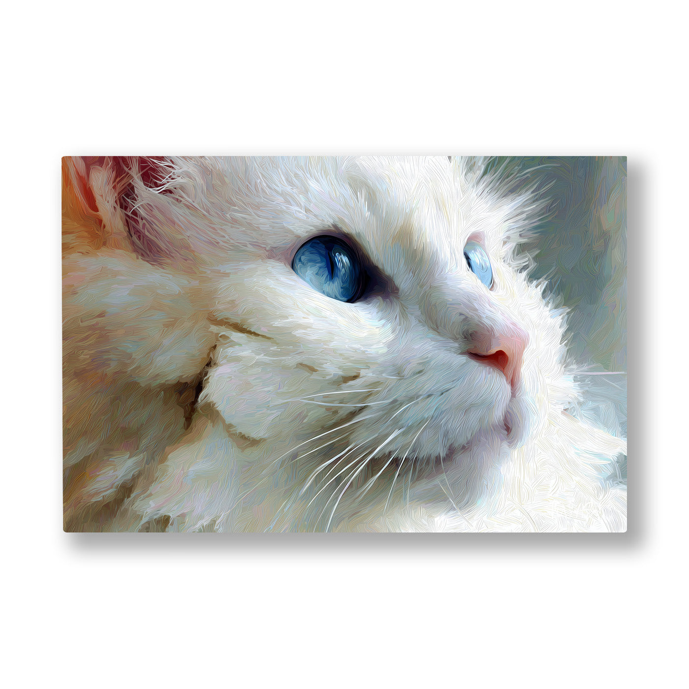 Mavi Gözlü Beyaz Kedi kanvas tablo — Beyaz kedinin buz mavisi gözü çerçevenin dışına dalıp gidiyor.