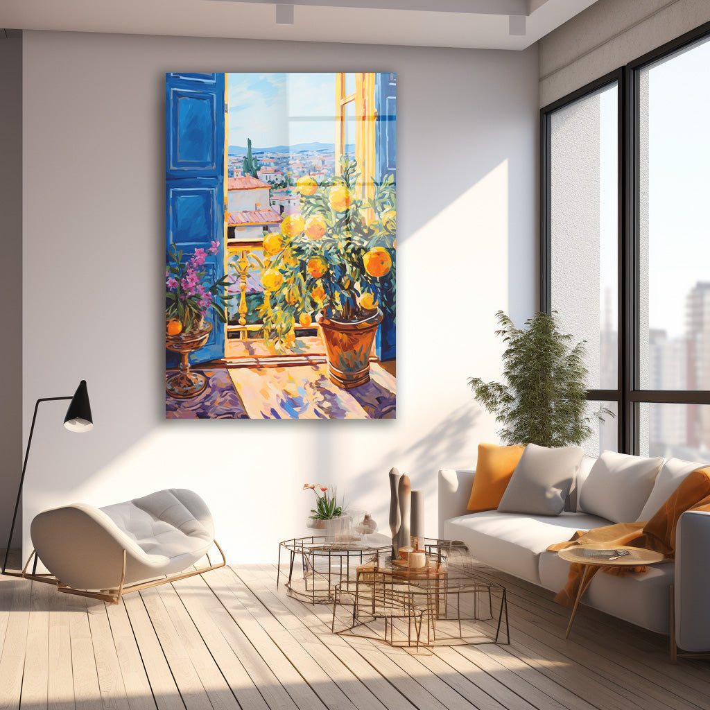Mavi Kapılı Balkon cam tablo — farklı açıdan görünüm