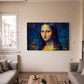Mavi Mona Lisa kanvas tablo — detay görünümü
