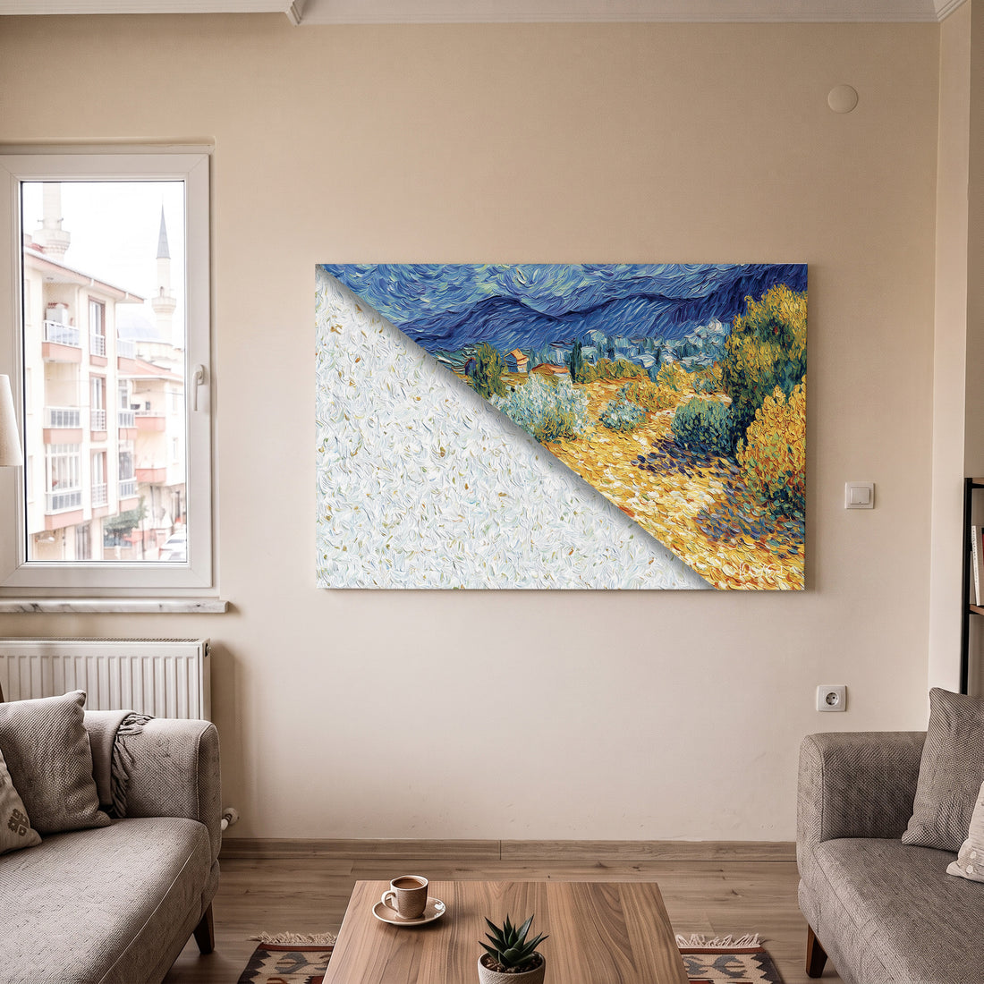 Mavi Sarı Tarla kanvas tablo — detay görünümü