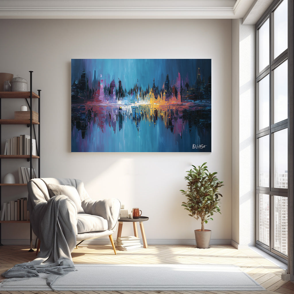 Mavi Şehir Yansıması 2 kanvas tablo — farklı açıdan görünüm