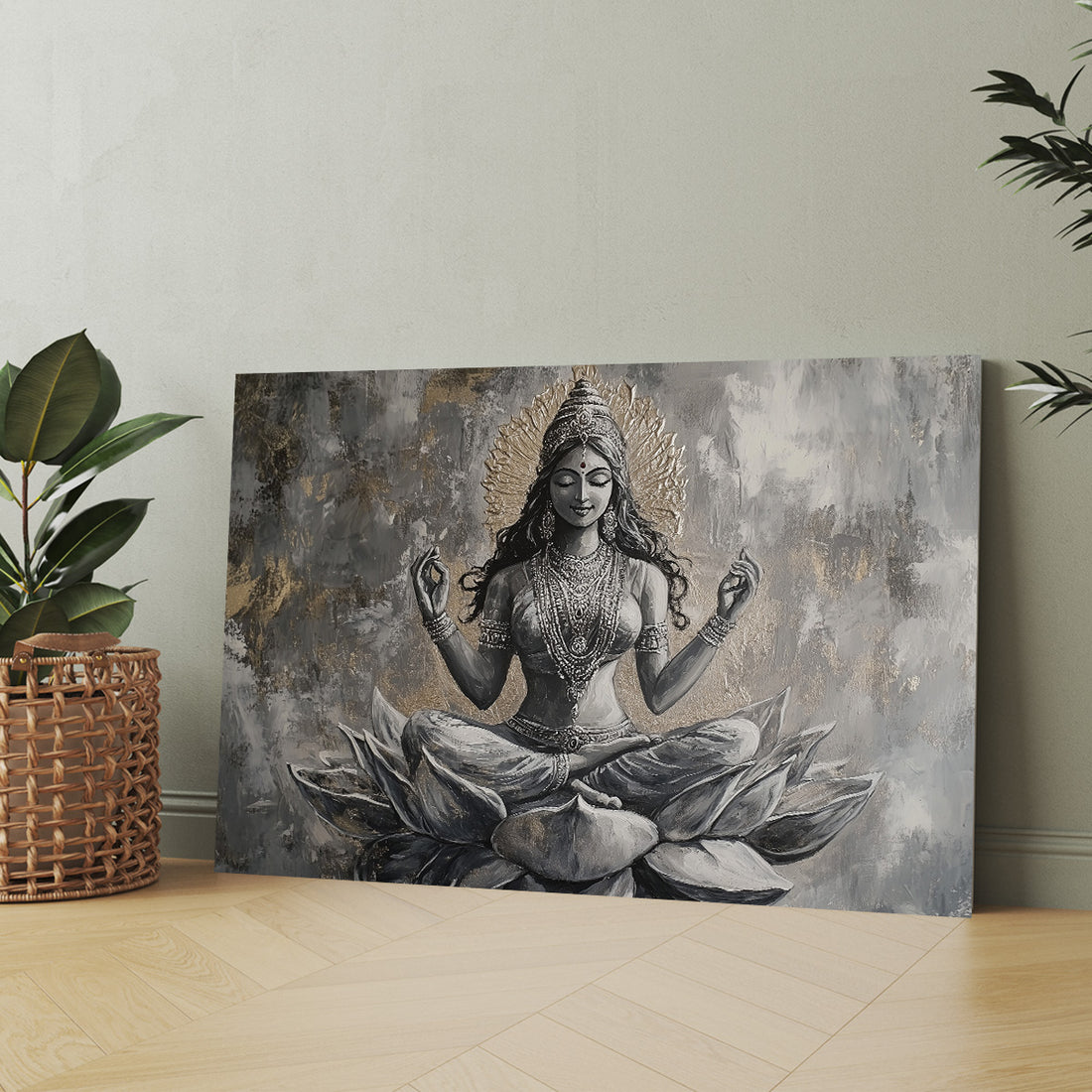 Meditasyon Figürü kanvas tablo — iç mekân uygulama örneği