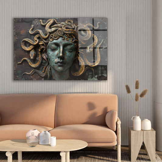 Medusa Başı cam tablo — farklı açıdan görünüm