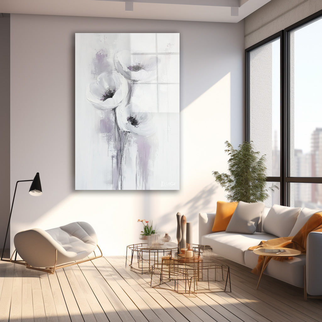 Minimal Beyazlık cam tablo — farklı açıdan görünüm