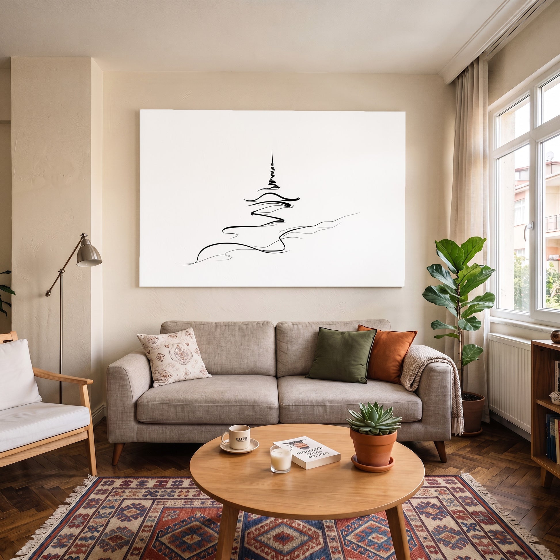 Minimal Çizgi Deseni kanvas tablo — duvarda dekorasyon görünümü