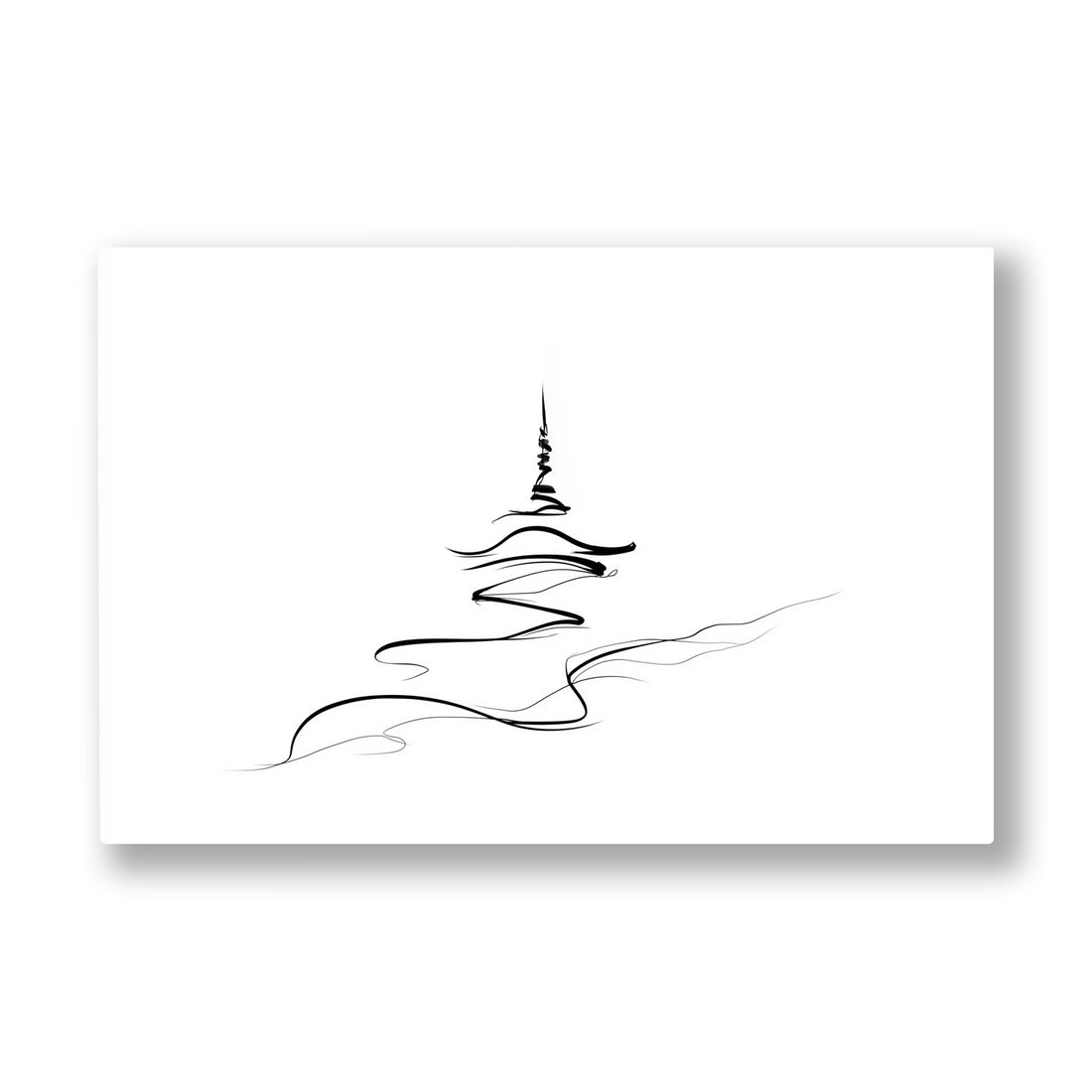 Minimal Çizgi Deseni kanvas tablo — Bembeyaz bir yüzeyde tek bir siyah çizginin kıvrılan yolculuğu.