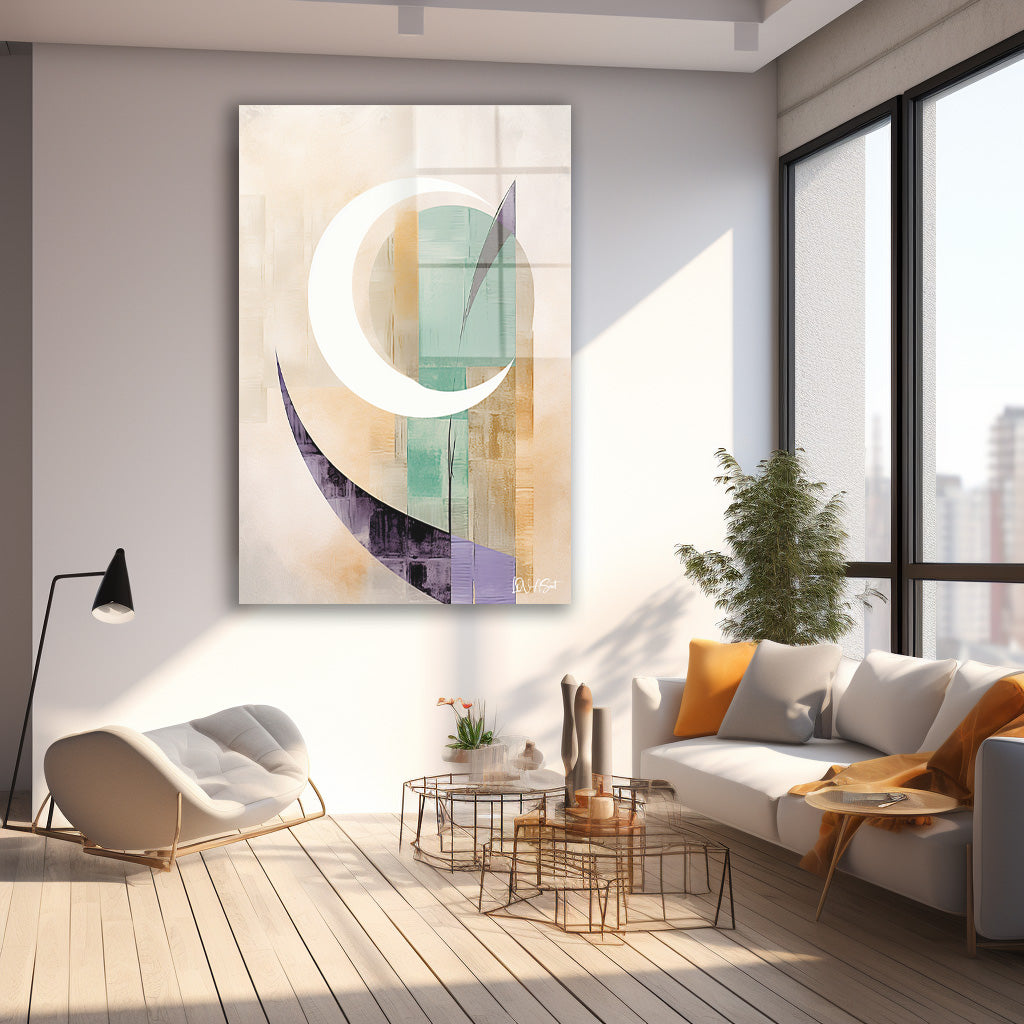 Minimal Hilal cam tablo — farklı açıdan görünüm