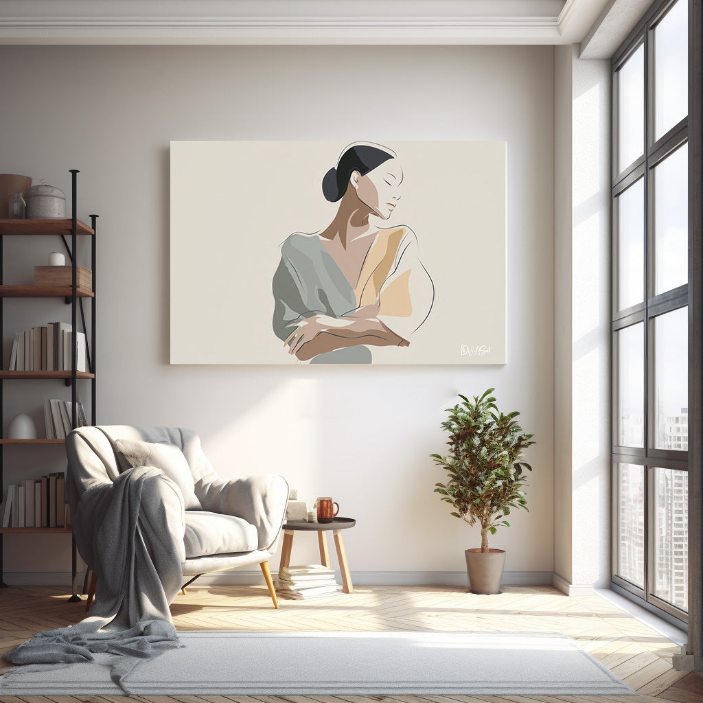 Minimal Kadın Çizgisi kanvas tablo — farklı açıdan görünüm