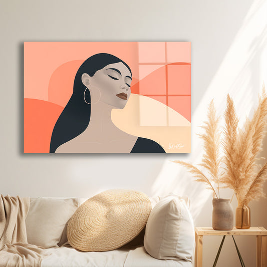 Minimal Kadın Portresi cam tablo — farklı açıdan görünüm