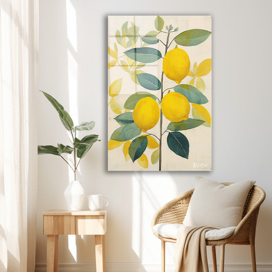 Minimal Limon Dalları cam tablo — iç mekân uygulama örneği