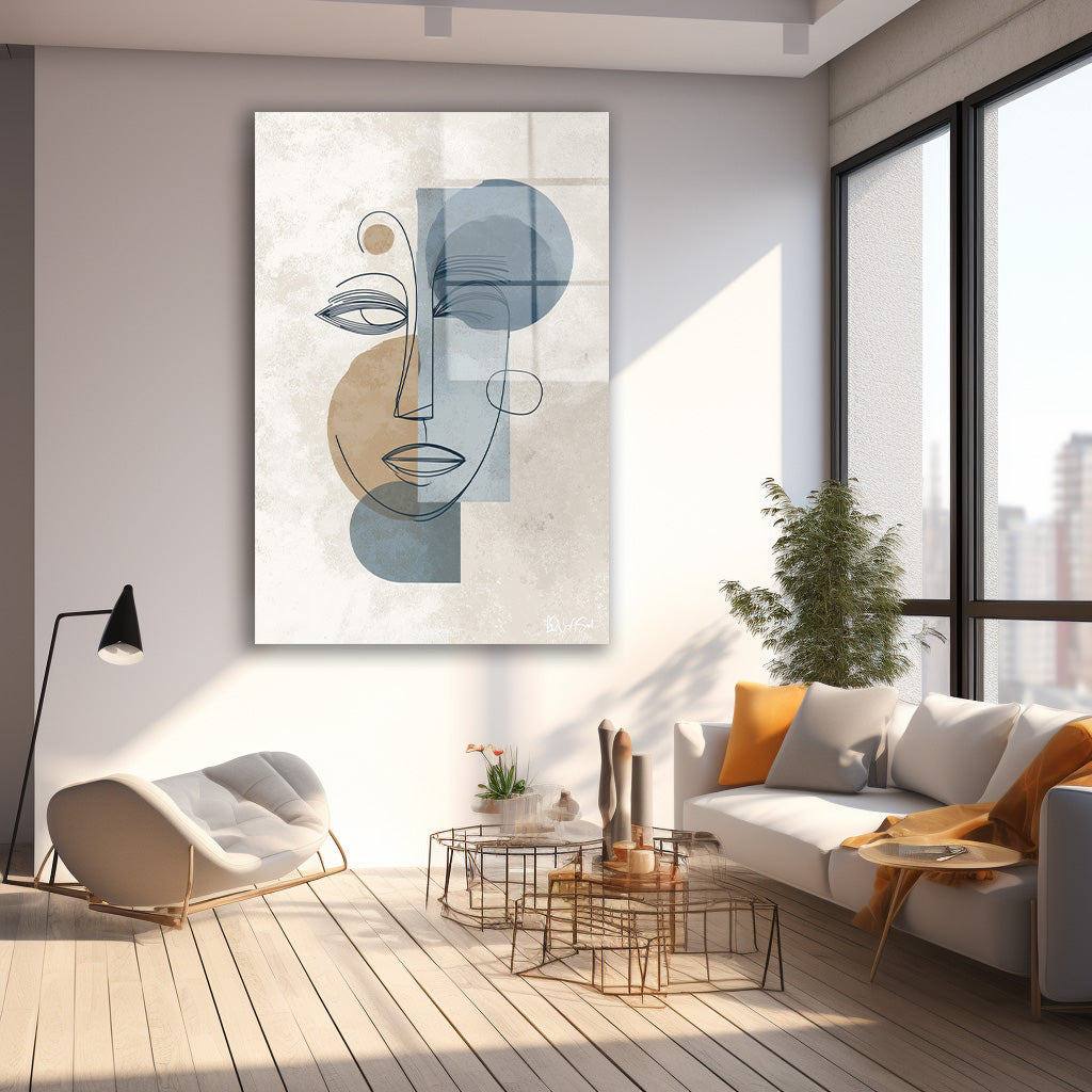 Minimal Mavi Yüz cam tablo — farklı açıdan görünüm