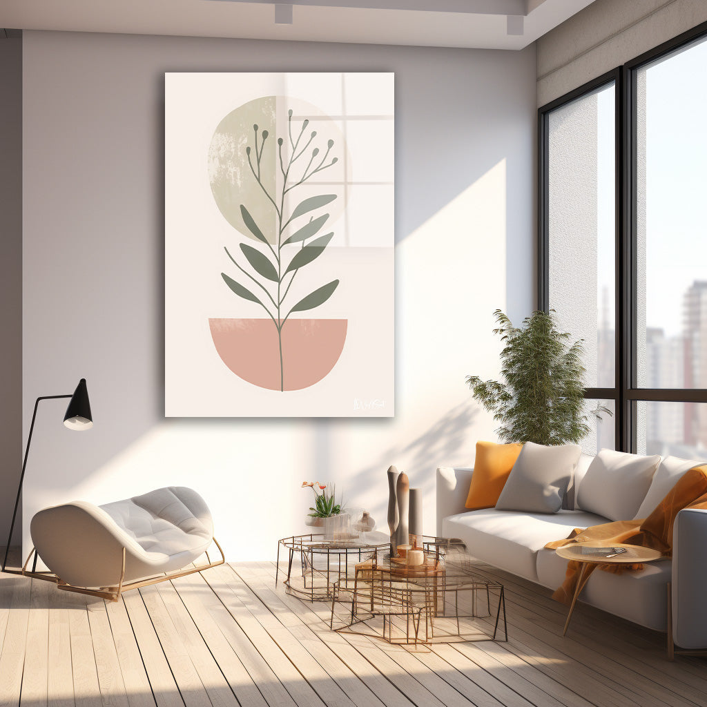 Minimal Saksı Bitkisi cam tablo — farklı açıdan görünüm