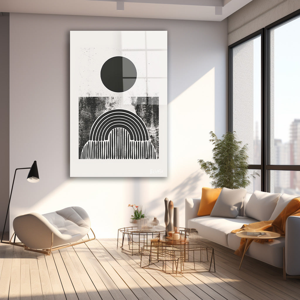 Minimal Siyah Kemer cam tablo — farklı açıdan görünüm