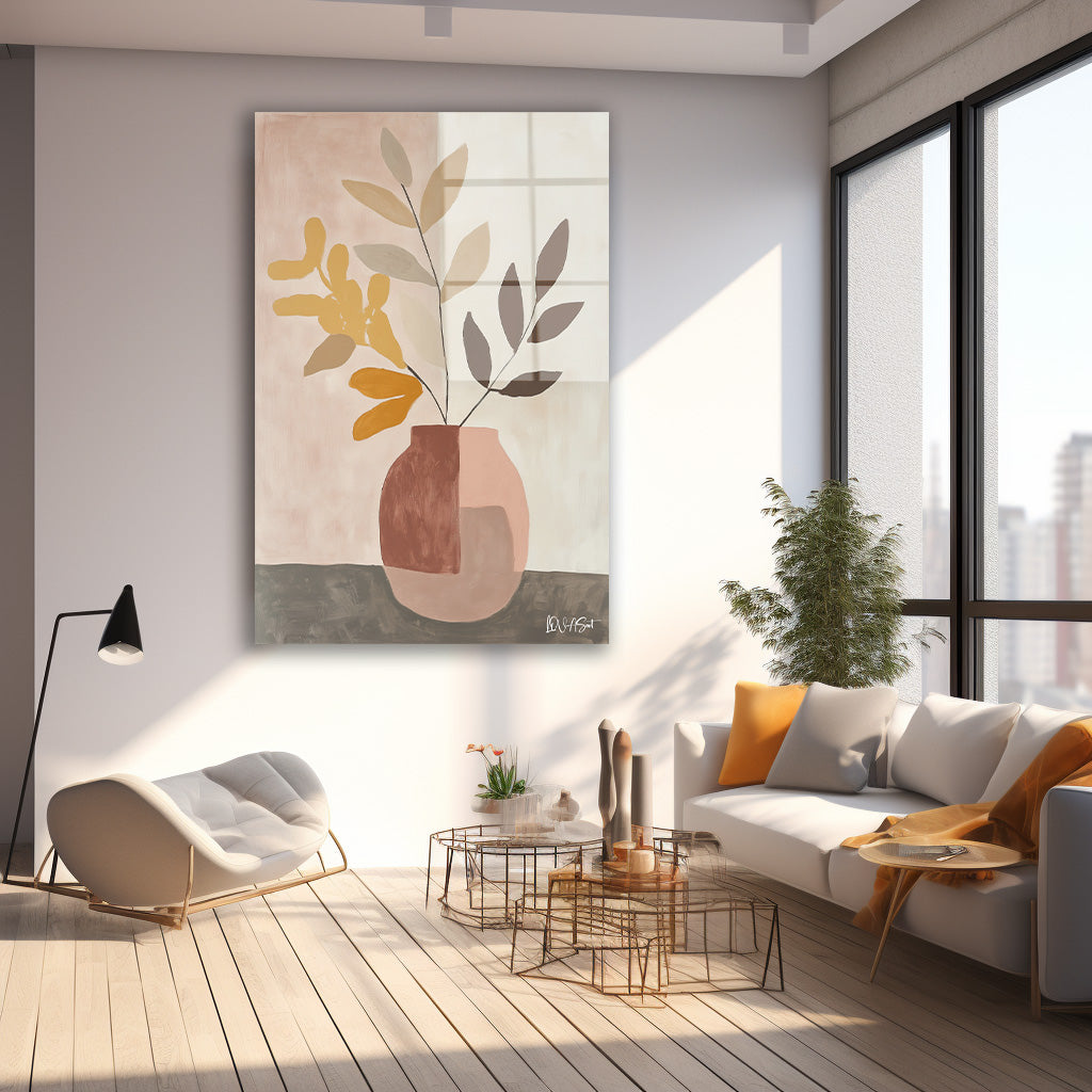 Minimal Vazo cam tablo — farklı açıdan görünüm