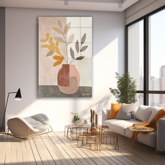 Minimal Vazo cam tablo — farklı açıdan görünüm