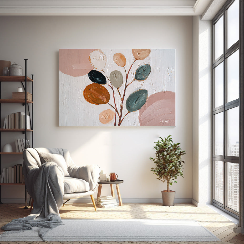Minimal Yaprak Dalı 2 kanvas tablo — farklı açıdan görünüm