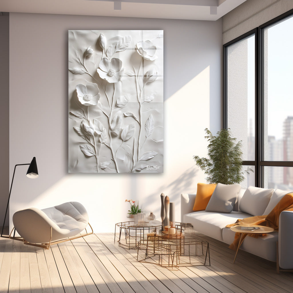 Minimalist Çiçekler cam tablo — farklı açıdan görünüm