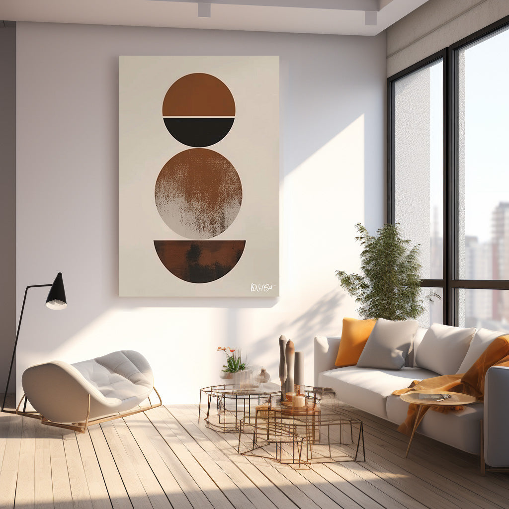 Minimalist Kahverengi Şekil Kanvas Tablo detay görünümü