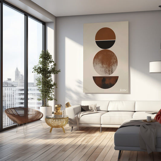 Minimalist Kahverengi Şekil kanvas tablo — temalı duvar dekorasyonu