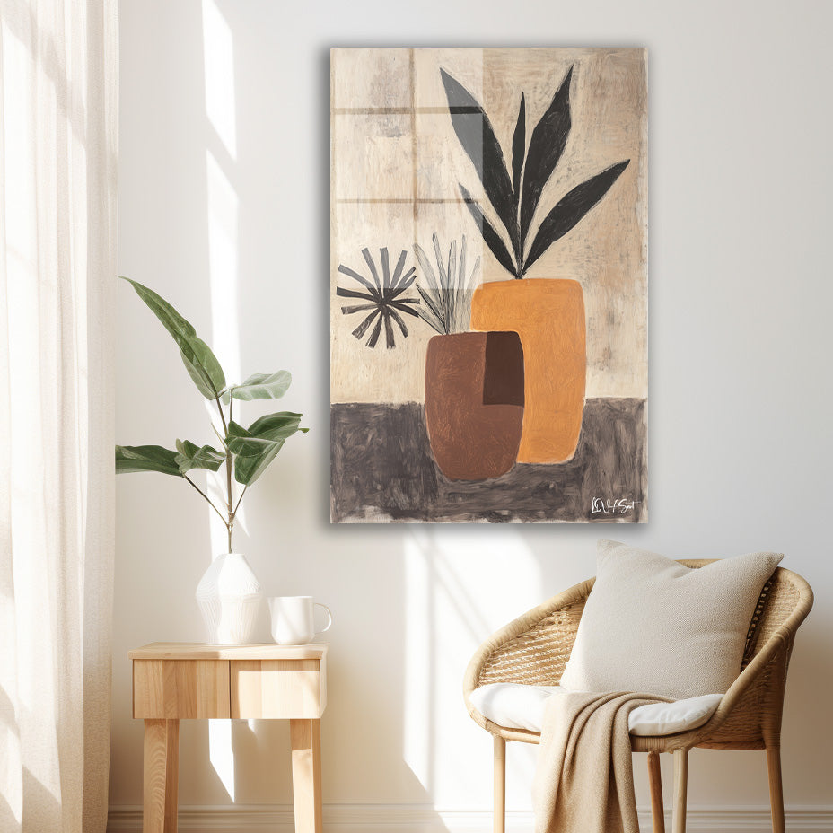 Minimalist Vazolar cam tablo — iç mekân uygulama örneği