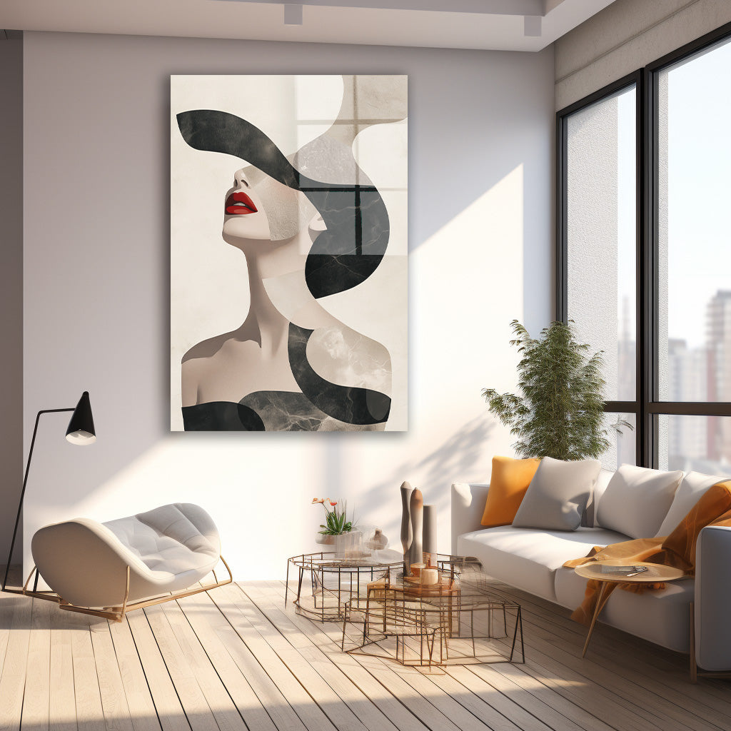 Modern Kadın Silueti 2 cam tablo — farklı açıdan görünüm