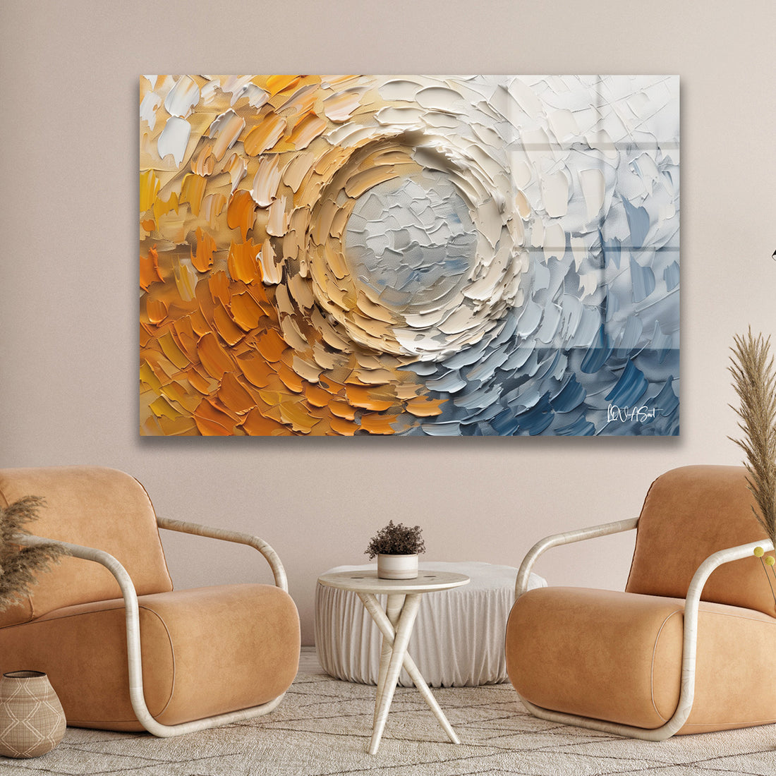 Modern Mandala cam tablo — duvarda dekorasyon görünümü