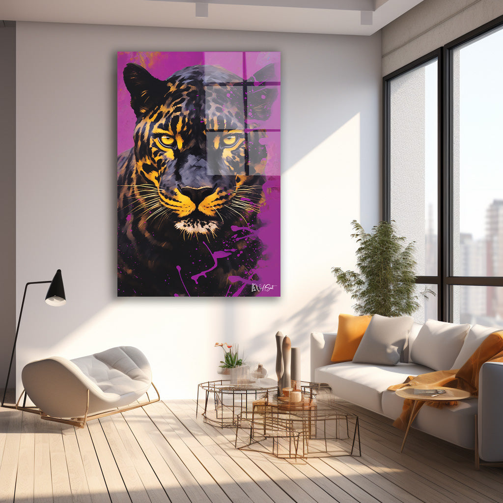 Mor Fonlu Leopar cam tablo — farklı açıdan görünüm